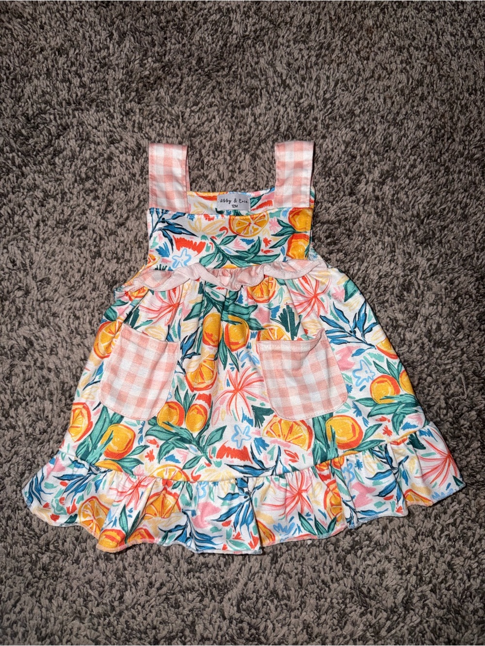Pink Citrus Print Girls Dress